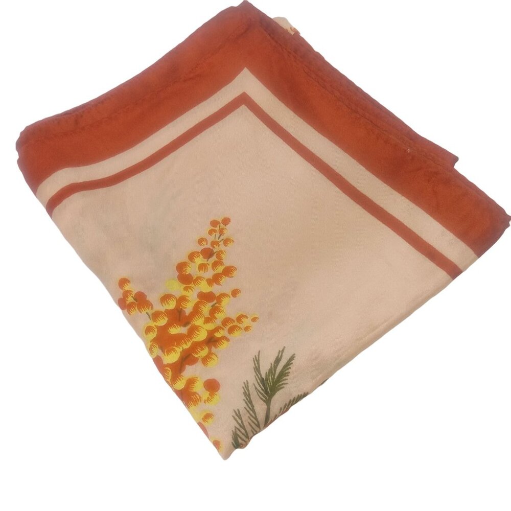 Vintage Australia Souvenir Square Large Scarf Wattle Flower Signed Neil AS IS - Picture 11 of 15